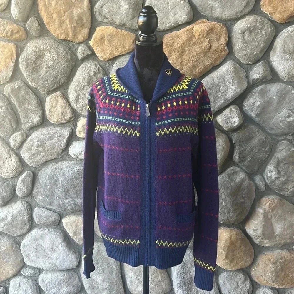 Rare* Farah Vintage fair ice nordic cardigan wool Sweater